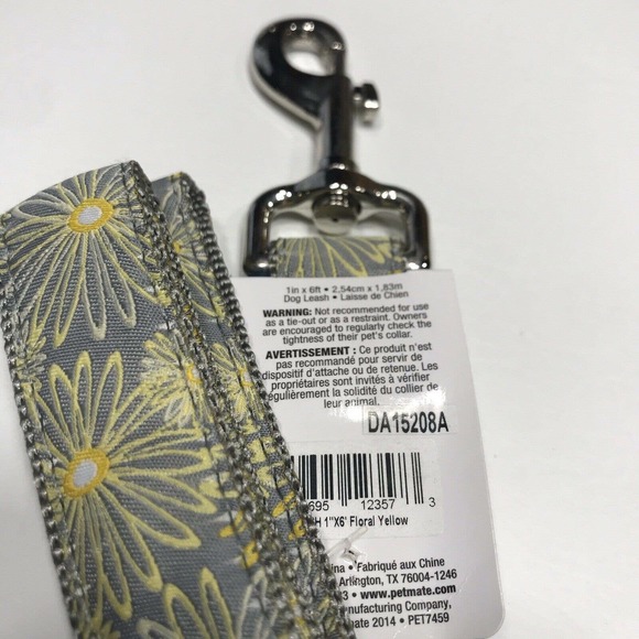 Petmate Dog Leash 6' Nylon For Large Dogs Silver With Yellow Flowers0 - Picture 4 of 4